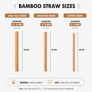 Pajitas de Bambú Natural Hechas a Mano en Vietnam, 20 cm, Reutilizables, Aptas para Alimentos, Ecológicas, 4-10 mm, para Café, Smoothies, Logotipo Personalizado - Product Image 6