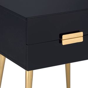 Comodino Nero e Oro a 2 Cassetti, Elegante Tavolino Laterale con Pratica Soluzione di Archiviazione - Product Image 5