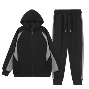 Conjunto Deportivo de Dos Piezas para Hombre, Invierno, Nuevo, con Capucha, Diseño de Contraste de Color, Tejido de Felpa, Corte Regular, 100% Informal - Product Image 2