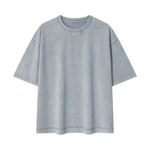 Camisetas Personalizadas de Algodón de 180 g/m² con Lavado Ácido y Efecto Desgastado para Hombre y Mujer, Camiseta de Cuello Redondo Personalizada para Hip Hop - Product Image 1