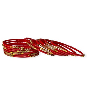 Bracelets de mariage tendance en imitation perle plaqués or rouge de luxe, design spécial festival, prix de gros - Product Image 3