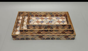 ชุดถาดไม้สี่เหลี่ยมผืนผ้าสำหรับเสิร์ฟแบบทันสมัยถาดไม้/หอยออกแบบได้ตามต้องการเป็นมิตรต่อสิ่งแวดล้อม - Product Image 5