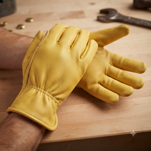 Customizable Quality Logo Workwear <b>Gloves</b> Sheep Grain Leather Industrial Safety Clothing Heat Resistance Elastic Wristlet 11 oz - Product Image 3
