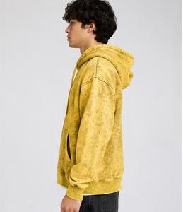 Sudadera Unisex con Capucha y Cremallera, Color Amarillo Sólido, Corte Regular, Casual, Manga Larga, con Bolsillos, Tejido de Felpa, para Invierno, Antiarrugas Digital - Product Image 3