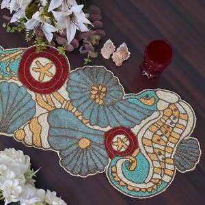 Chemin de table indien de qualité supérieure, brodé à la main et orné de perles, chemin de table en patchwork perlé d'Inde par MSR OVERSEAS - Product Image 4