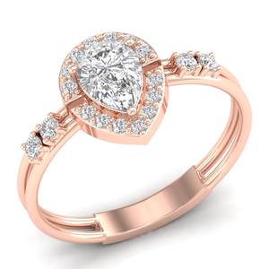 Anillos de compromiso de moissanita de 0.88 quilates con corte de pera en oro macizo de 14K, precio de fábrica al por mayor REYES, joyería fina de lujo para mujer - Product Image 2