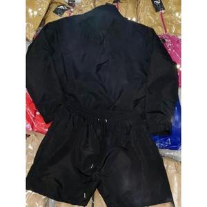 Tracksuit Zipper <b>Jacket</b> and Shorts Outfit 2 Piece Set Color block Windbreaker Short Set Men - Product Image 5