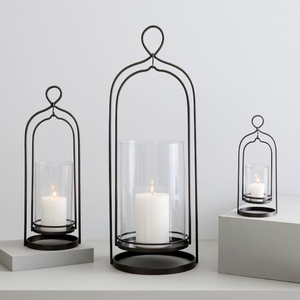 Lanterne suspendue ronde en acier inoxydable et verre de couleur noire au design moderne pour la maison et le jardin, décoration - Product Image 1