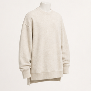 Sudadera Personalizada de Algodón Texturizado para Hombre, Modelo Oversized Longline Wide Rib Crewneck Pullover, MCRW-0046 - Product Image 3