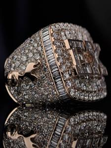 Anillo de Moissanita de Lujo Personalizado con Diseños de Ruleta y Letras, Plata de Ley Sólida Chapada en Oro, Joyería Hip Hop, Regalo - Product Image 2