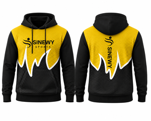 SINEWY SPORTS Unisex Adult Hoodie Yellow Black Sublimation Transfer Print Breathable Polyester for Wrestling - Product Image 2