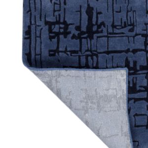 Hand Tufted Abstract Blue Wool/<b>Silk</b> Plush Cut/Loop Pile Modern Style Home Hotel Living Room Bedroom PET Friendly Rug - Product Image 1