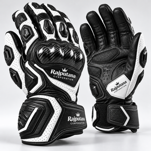 Guantes de Motocicleta de Cuero con Impresión Personalizada OEM/ODM, Guantes de Motocross de Cuero PU, Guantes de Conducción Ajustables de Dedo Completo - Product Image 4