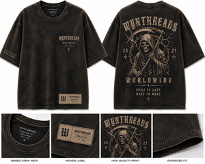 T-shirt en coton surdimensionné pour homme WYNTHREADS, imprimé crâne, style streetwear, manches courtes, col rond, étiquette tissée, anti-boulochage - Product Image 6