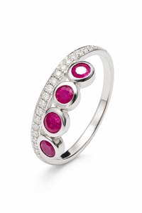 Bague de luxe en pierres naturelles rubis et diamant en argent sterling 925 avec placage rhodium et sertissage pavé et griffes KLSR12538 - Product Image 1
