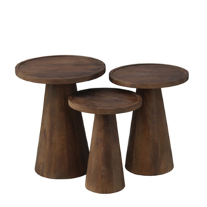 Ensemble de tables basses gigognes en bois moderne, design mid-century, meubles de salon - Product Image 3