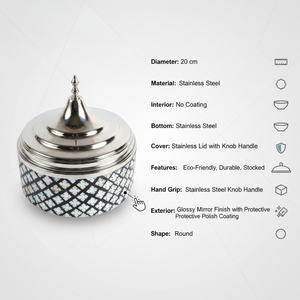 Cazuela de Lujo con Incrustaciones de Madreperla y Tapa de Acero Inoxidable, Olla para Mantener la Comida Caliente |   Juego de Vajilla de Diseño con Base de Madera - Product Image 5