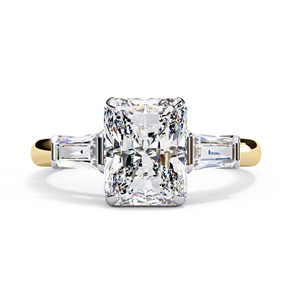 Anillo de Compromiso con Moissanita Corte Radiante, Oro Sólido de 18K, Engaste de Puntas, Joyería Clásica para Mujer - Product Image 1