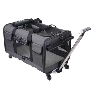 Pet Carrier with Wheels Airline Approved Rolling Pet Travel Bag with Telescopic Handle Breathable Mesh Windows Storage Pockets - Product Image 4
