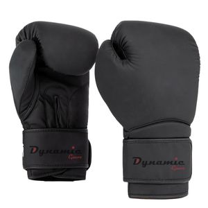 Gants de boxe Dynamic Gears en similicuir, gants d'entraînement avec fermeture Velcro, sangle de poignet réglable, unisexe adulte, couleur noire - Product Image 1