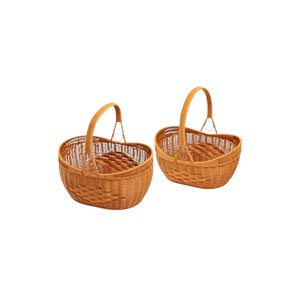 Summer Holiday Fruit <b>Gift</b> Basket Open Weave Design Oval Open Top Wicker Storage <b>Hamper</b> Folding Handle Rattan Picnic Basket <b>Boxes</b> - Product Image 3