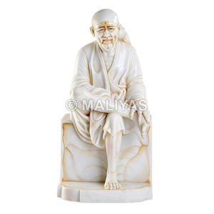รูปปั้นพระศรีบาบาทำจากหินอ่อน |   รูปปั้นพระศรีศิริไสบาบาหินอ่อนสีขาวสำหรับวัดและบ้าน - MALIYAS - Product Image 1
