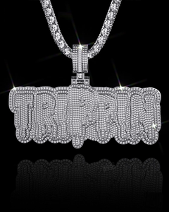 Pendentif lettre style Dripping design personnalisé Pendentif style designer tendance en argent sterling avec moissanites de qualité VVS - Product Image 3