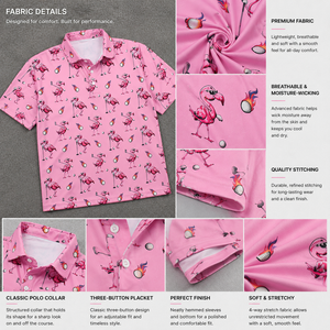 Polo de Golf con Cierre de Cremallera de un Cuarto para Hombre y Mujer, Estampado Floral, Manga Larga, Protección UV, Secado Rápido, Elástico - Product Image 3