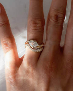 IGI Lab Grown Marquise Cut Diamond Vintage 14k Jaune Mariage/Bague de fiançailles Unisexe Fine Or Blanc Anniversaire Fête-Digne - Product Image 4