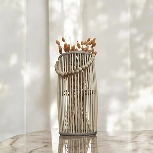 Handmade Bamboo <b>Lantern</b> with Wooden Beads Candle Holder Eco Friendly Rustic <b>Tealight</b> Lamp Natural Bamboo Lighting OEM Supplier V - Product Image 1