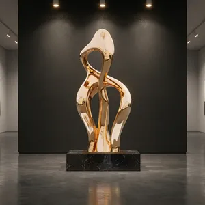 Luxury Abstract <b>Gold</b> Stainless Steel Sculpture Modern Decorative Metal Art <b>Statue</b> for Hotel Lobby Villa Office Interior Decor - Product Image 5