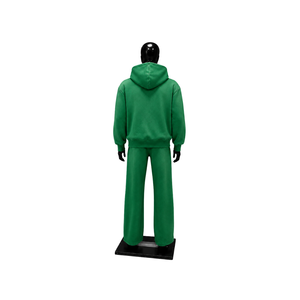 Green Washed <b>Full</b> <b>Zip</b> <b>Hoodie</b> Tracksuit Men Custom Logo Two Piece Casual Streetwear Jogging Suit Relaxed Fit Sportswear Set Whole - Product Image 2