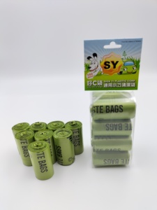 Sacs à crottes de chien écologiques vert foncé 8 rouleaux de plastique personnalisé de haute qualité de Taiwan pour l'élimination des déchets d'animaux domestiques - Product Image 4