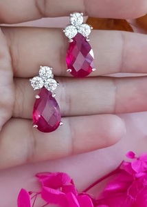 Aretes de Lujo de Alta Calidad en Latón Plateado con Circonitas para Mujer, Regalo de Boda, para Fiestas, a la Moda - Product Image 2