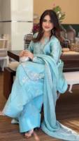 TENNECY Traje Salwar Farshi de Seda de Cristal Pura con Bordado de Lentejuelas de 3mm, Sin Arrugas, Agradable al Tacto, para Uso Diario y Estilo Fiesta, Ideal para Diwali