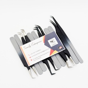 Pince à épiler Somofy Enterprises double teinte pour extensions de cils, avec grip diamanté solide en acier inoxydable et pointe lisse - Product Image 4