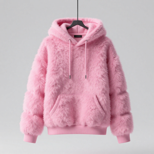 Sudadera con Capucha de Forro Polar de Poliéster/Nylon con Estampado de Hojas de Palma Rosas, Manga Larga, Bordada, para Invierno, Personalización OEM/ODM - Product Image 5