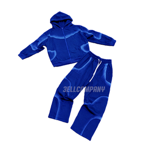 Conjunto Deportivo Azul para Hombre, Sudadera con Cierre Completo y Pantalones Jogger, Estilo Casual Holgado, Ropa Deportiva Urbana - Product Image 1