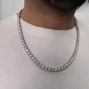 Collar de Tenis para Hombre, Lujoso Collar de Tenis de Oro de 14K, Diamantes Cultivados en Laboratorio con Corte Redondo, Diamantes Sueltos con Certificación CVD IGI - Product Image 2