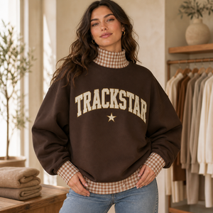 เสื้อสเวตเชิ้ตคอเต่าปักลาย Trackstar รุ่น TS-MN-031 คุณภาพส่งออก ทรงโอเวอร์ไซส์ สไตล์ลำลองสำหรับผู้หญิง ผ้าฟลีซพรีเมียม สตรีทแฟชั่น - Product Image 5