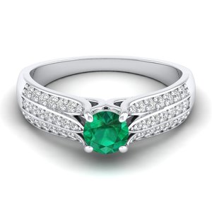 REYES Luxury 925 Sterling <b>Silver</b> Round Cut 0.5 Carat <b>Emerald</b> Gemstone with Moissanite <b>Ring</b> For Women Birthstone Fine Jewelry - Product Image 5