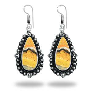 Top Grade Bumble <b>Bee</b> Jasper Dangle Earring Yellow Handmade Silver Polished Cabochon Cute <b>Gift</b> for Women At Best Price - Product Image 6