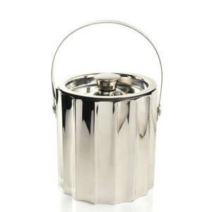 Refroidisseur à vin en acier au design incroyable, finition argentée, seau à champagne avec couvercle et poignée pour bars et fêtes, idéal pour refroidir la bière - Product Image 3