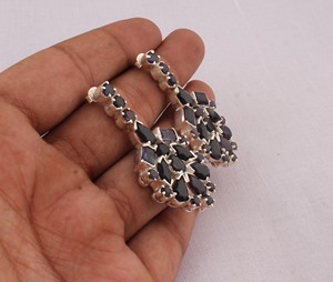 Pendientes Colgantes de Plata de Ley 925 con Iolita Natural, Pendientes de Gota con Piedras Preciosas Azules Violetas, Joyería de Alta Calidad - Product Image 3