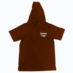 Servicio OEM al por Mayor, Diseño Personalizado, Sudadera con Capucha Ligera de Manga Corta Raglán, 100% Algodón Jersey Transpirable, con Bolsillo, para Verano - Product Image 6