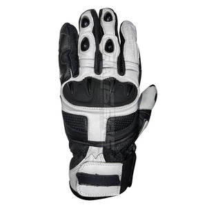 Gants de course à doigts entiers noirs et blancs, respirants, avec protection des articulations, pour le sport, le vélo, la conduite en extérieur, en cuir, pour moto - Product Image 1