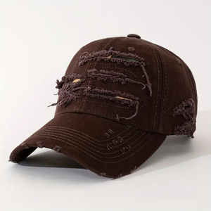 Distressed Vintage Baseball Cap Ripped Washed <b>Dad</b> <b>Hat</b> Camouflage Layered Streetwear Adjustable Unisex Casual Fashion Cap - Product Image 2