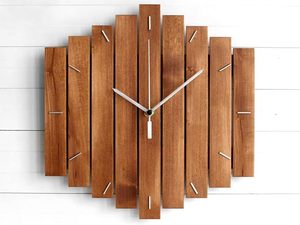 Wooden Wall <b>Clock</b> Antique Style Single Face Quartz Needle <b>Clock</b> Handcrafted Decor <b>Battery</b> Modern Design for Living Room Office - Product Image 1