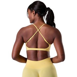Yellow Women's <b>Open</b> Back Sports <b>Bra</b> Medium Support Gym Fitness Yoga Workout Stretch Athletic Activewear Performance <b>Bra</b> - Product Image 2