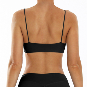 Seamless Square Neck Sports Bra For Women Spaghetti Strap Solid Color Medium Support Yoga Wear - Product Image 2